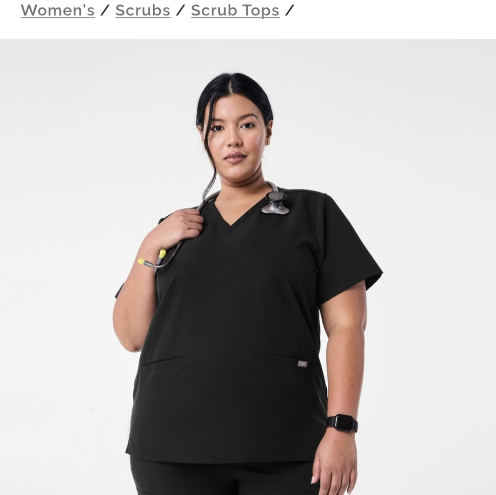 Figs Black Casma 3-Pocket Scrub Top